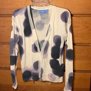 Simply Vera By Vera Wang cream and purple color splash cardigan. 100% cotton.